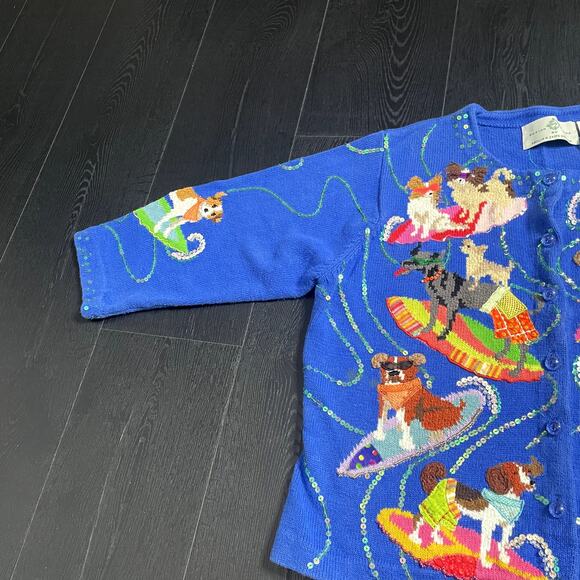 DESIGN OPTIONS by Philip & Jane Gordon Surfing Dogs Large Embroidered Sweater - Picture 2 of 6